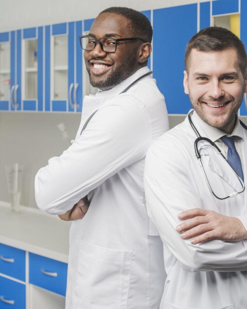 cheerful-confident-multiracial-medics